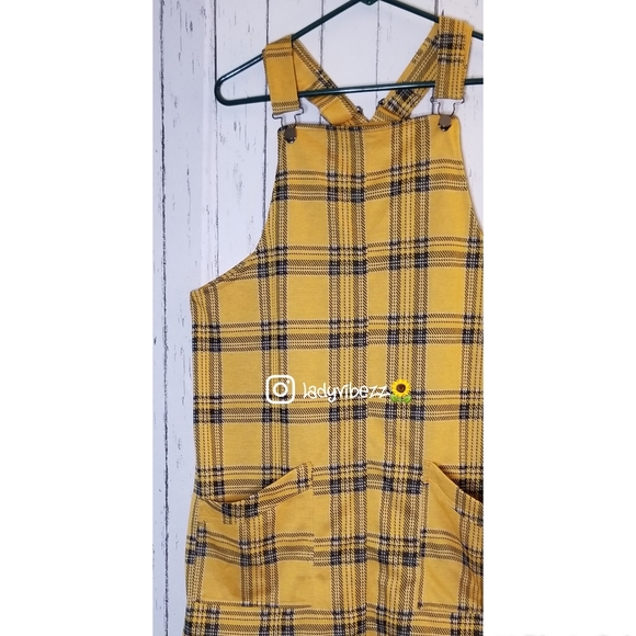 mustard tartan pinafore dress